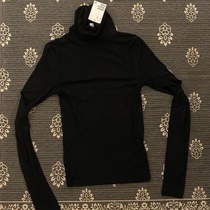 Black Turtleneck Rib Knit Sweater